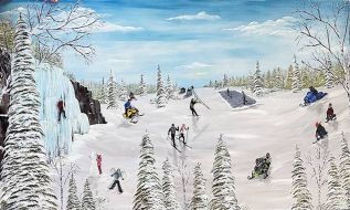 Sonja Alcock's mural, "Joys of winter" will be installed at the township office.